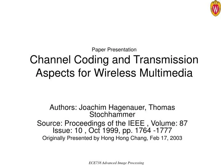 paper presentation channel coding and transmission aspects for wireless multimedia