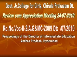 Govt. Jr.College for Girls, Chirala Prakasam Dt.