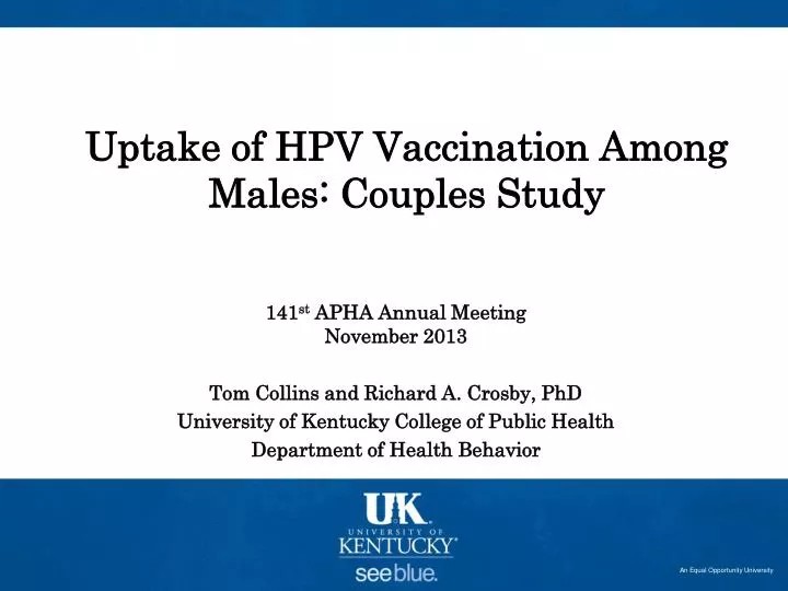 uptake of hpv vaccination among males couples study
