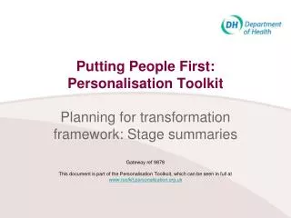Transition to transformation of adult social care