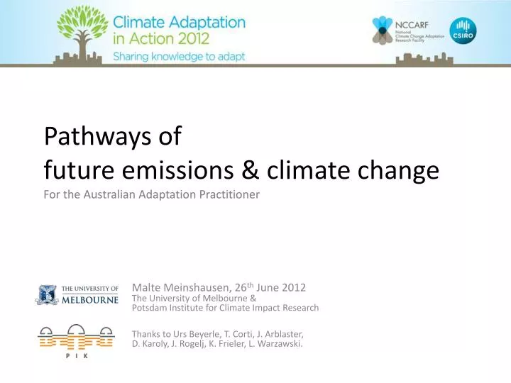 pathways of future emissions climate change for the australian adaptation practitioner