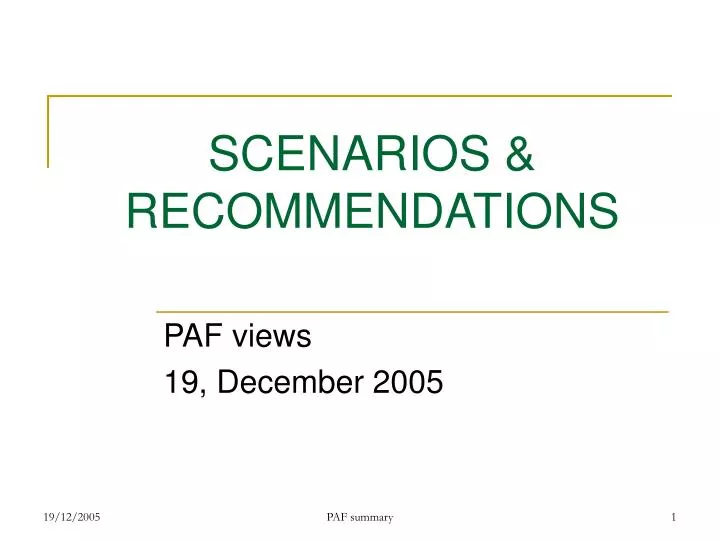 scenarios recommendations