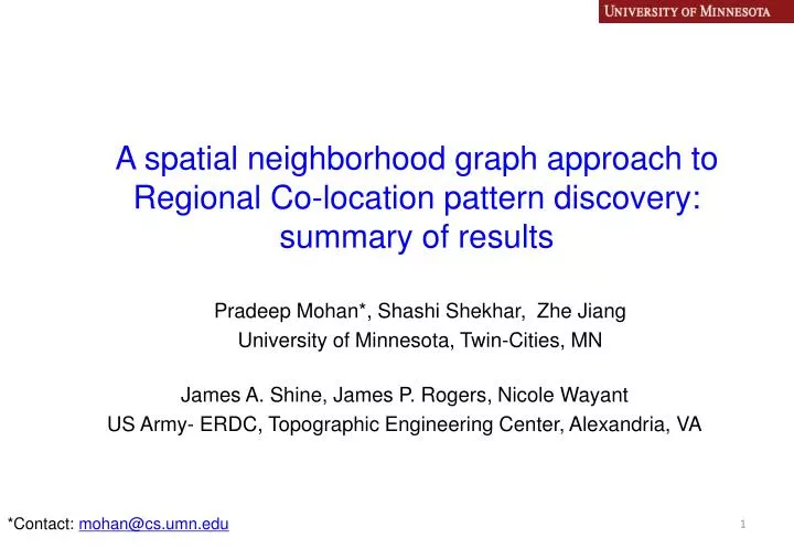 a spatial neighborhood graph approach to regional co location pattern discovery summary of results