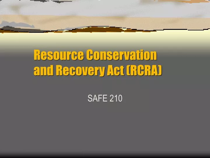 resource conservation and recovery act rcra