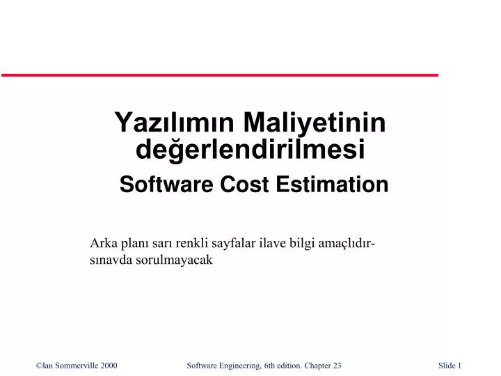 yaz l m n maliyetinin de erlendirilmesi software cost estimation
