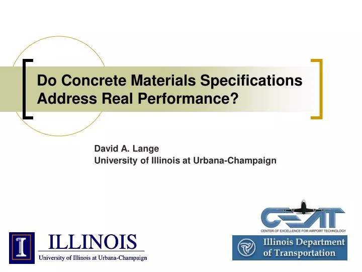 do concrete materials specifications address real performance