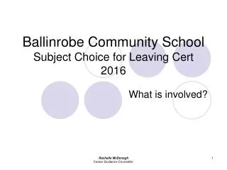 Ballinrobe Community School Subject Choice for Leaving Cert 2016