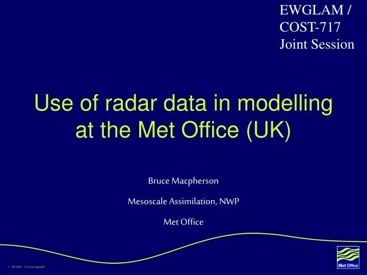 use of radar data in modelling at the met office uk