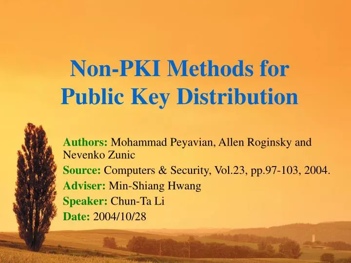 non pki methods for public key distribution