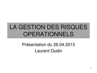 la gestion des risques operationnels