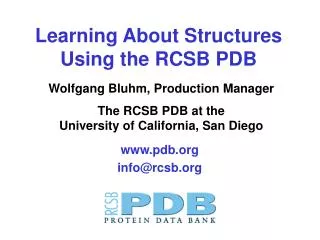 Learning About Structures Using the RCSB PDB