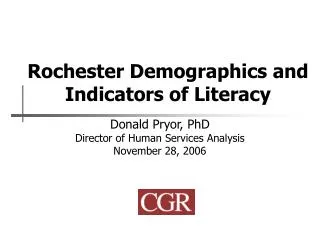 Rochester Demographics and Indicators of Literacy