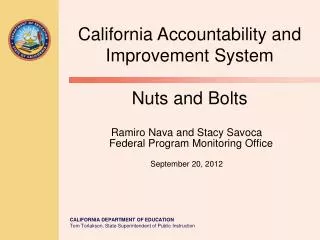 Ramiro Nava and Stacy Savoca Federal Program Monitoring Office September 20, 2012