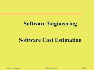 Software Engineering Software Cost Estimation