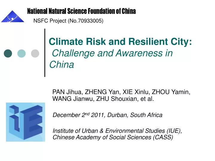 climate risk and resilient city challenge and awareness in china