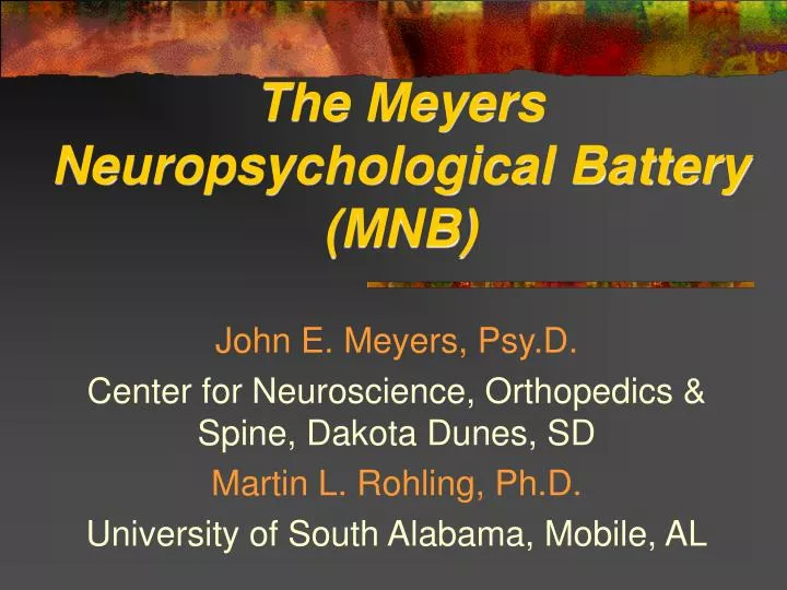 the meyers neuropsychological battery mnb