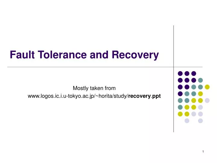 fault tolerance and recovery