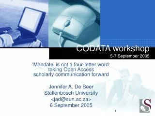 CODATA workshop 5-7 September 2005