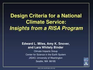 Design Criteria for a National Climate Service: Insights from a RISA Program