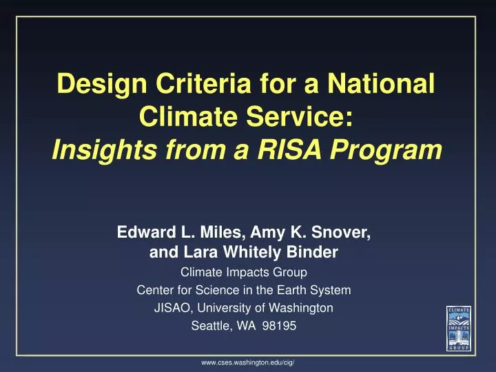 design criteria for a national climate service insights from a risa program