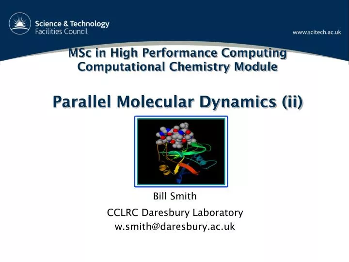 msc in high performance computing computational chemistry module parallel molecular dynamics ii