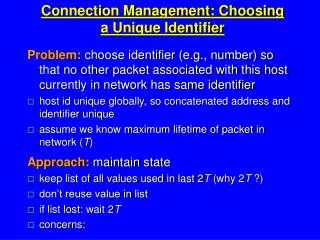 Connection Management: Choosing a Unique Identifier