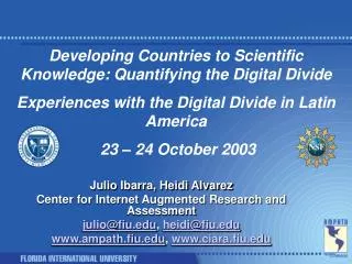Developing Countries to Scientific Knowledge: Quantifying the Digital Divide