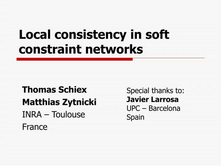 local consistency in soft constraint networks
