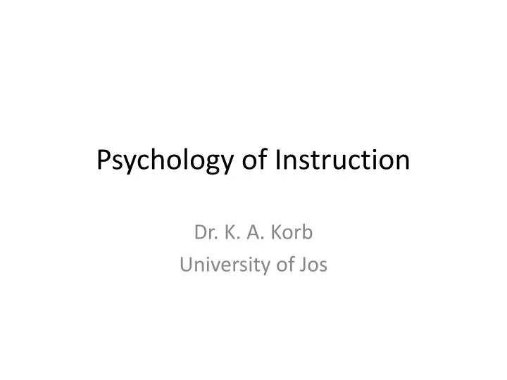 psychology of instruction