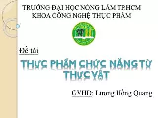 tr ng i h c n ng l m tp hcm khoa c ng ngh th c ph m