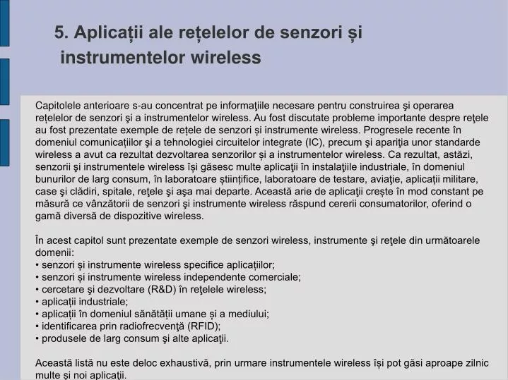 5 aplica ii ale re elelor de senzori i instrumentelor wireless