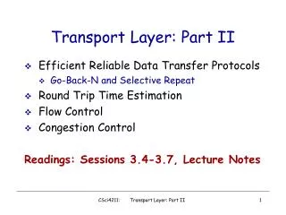 Transport Layer: Part II
