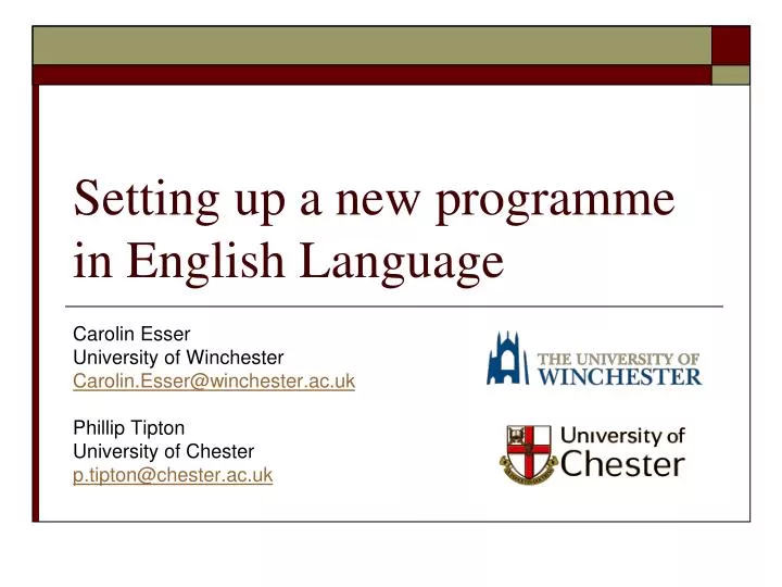 setting up a new programme in english language
