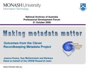 National Archives of Australia Professional Development Forum 21 October 2008