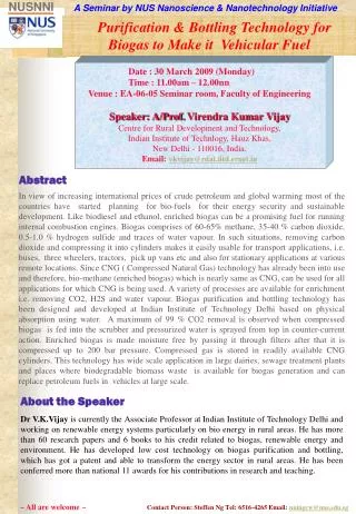 A Seminar by NUS Nanoscience &amp; Nanotechnology Initiative