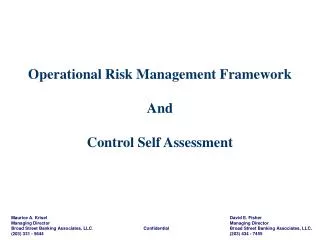 Operational Risk Management Framework And Control Self Assessment