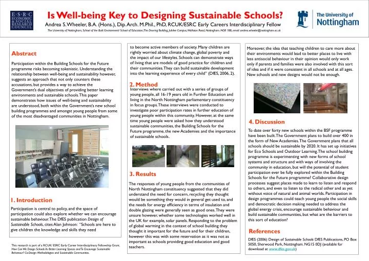 is well being key to designing sustainable schools
