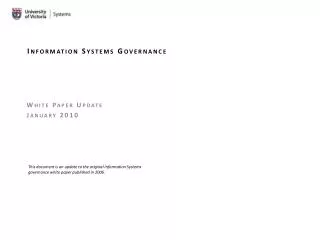 Information Systems Governance