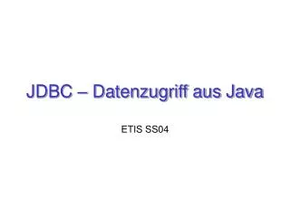 jdbc datenzugriff aus java