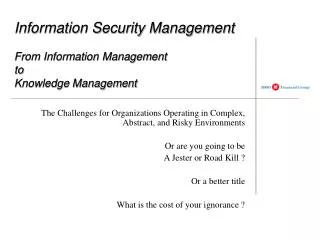 Information Security Management From Information Management to Knowledge Management