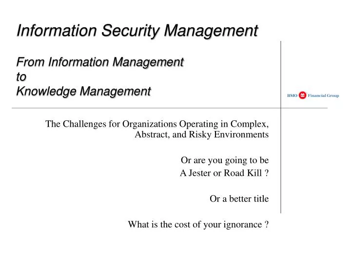 information security management from information management to knowledge management