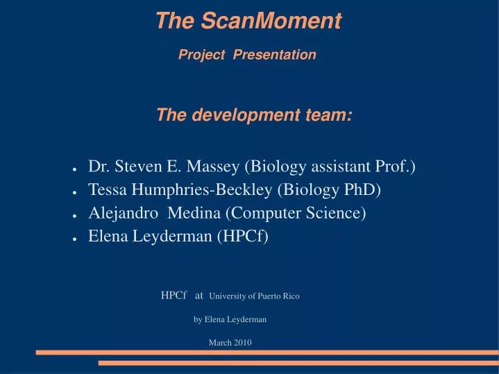 the scanmoment project presentation the development team