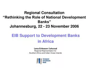 EIB Support to Development Banks in Africa