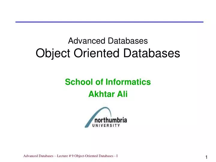 advanced databases object oriented databases