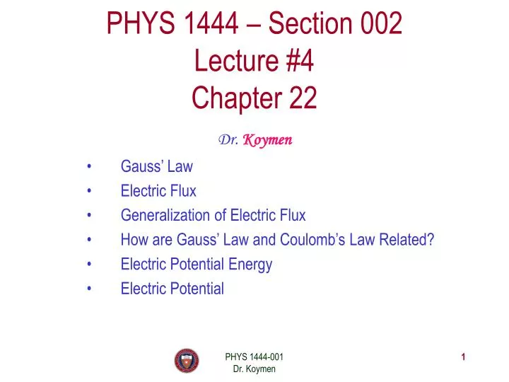 phys 1444 section 002 lecture 4 chapter 22