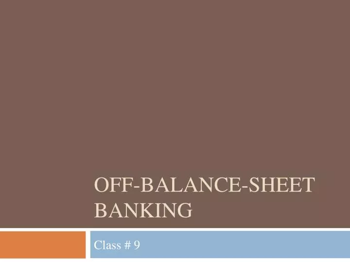 off balance sheet banking