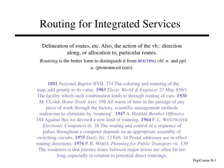 routing for integrated services