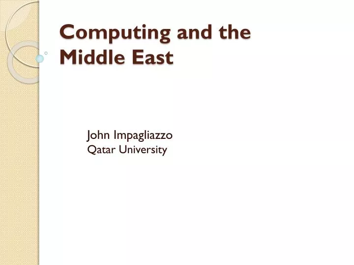 computing and the middle east
