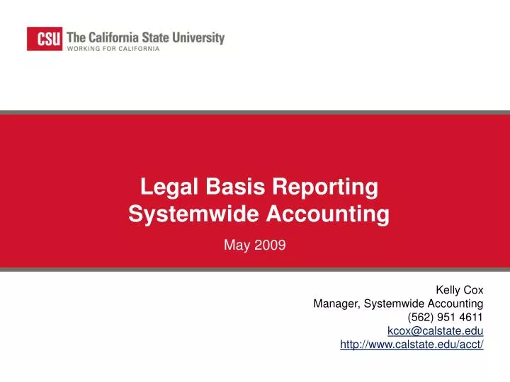 legal basis reporting systemwide accounting