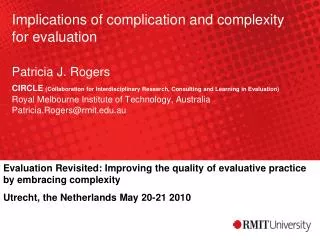 Evaluation Revisited: Improving the quality of evaluative practice by embracing complexity
